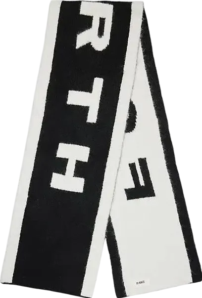 4th & Reckless Black / White Reversible Letti Logo-pattern Knitted Scarf One Size