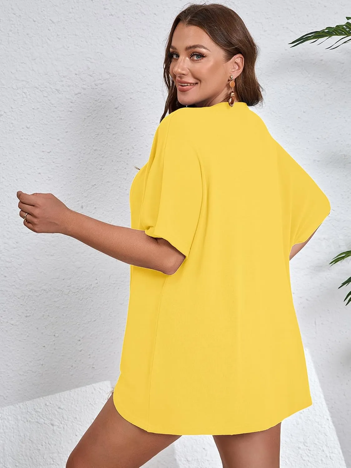 AusLook Women's Plus Size Short Sleeve Shawls and Wraps Lightweight Open Front Cardigan Cover Ups Shrugs Kimonos Jacket Coat