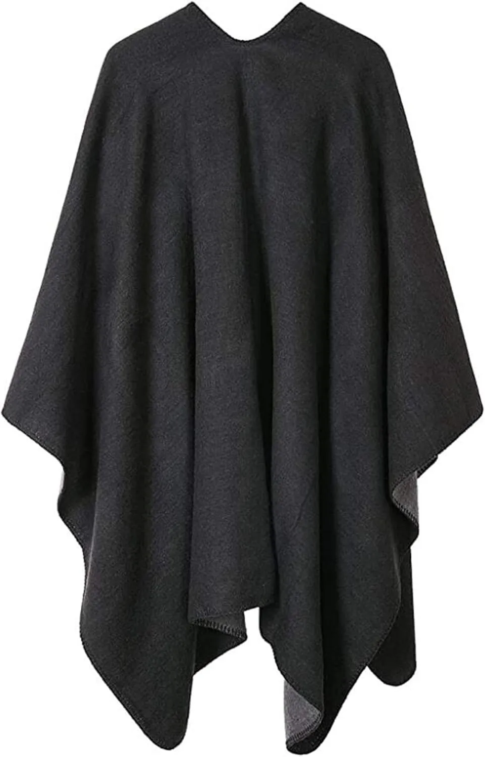 Bestshe Women's Boho Open Front Poncho Knitted Plaid Shawl Wrap Cape Tassel Cardigan Sweater