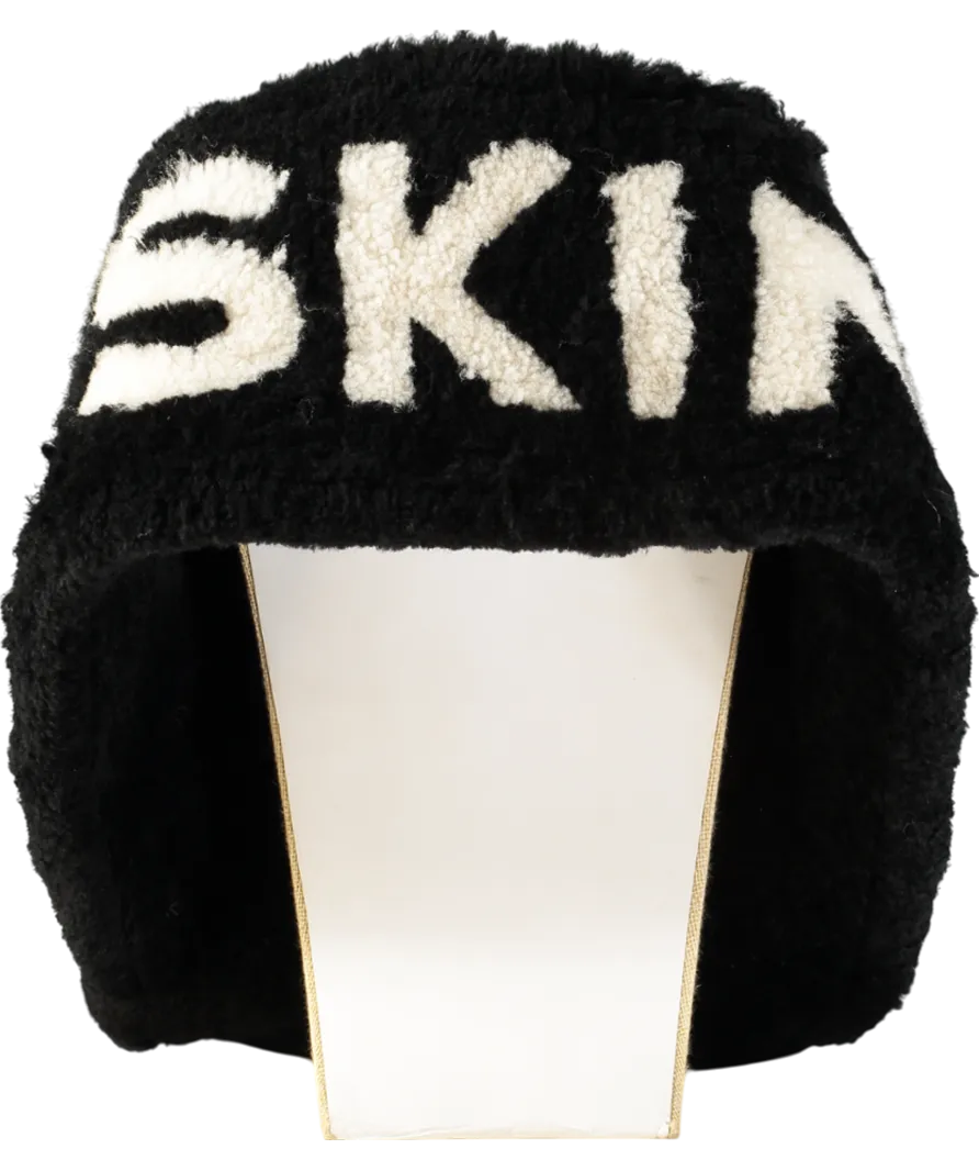 Boda Skins Black Shearling Lambskin Printed Wrap Scarf
