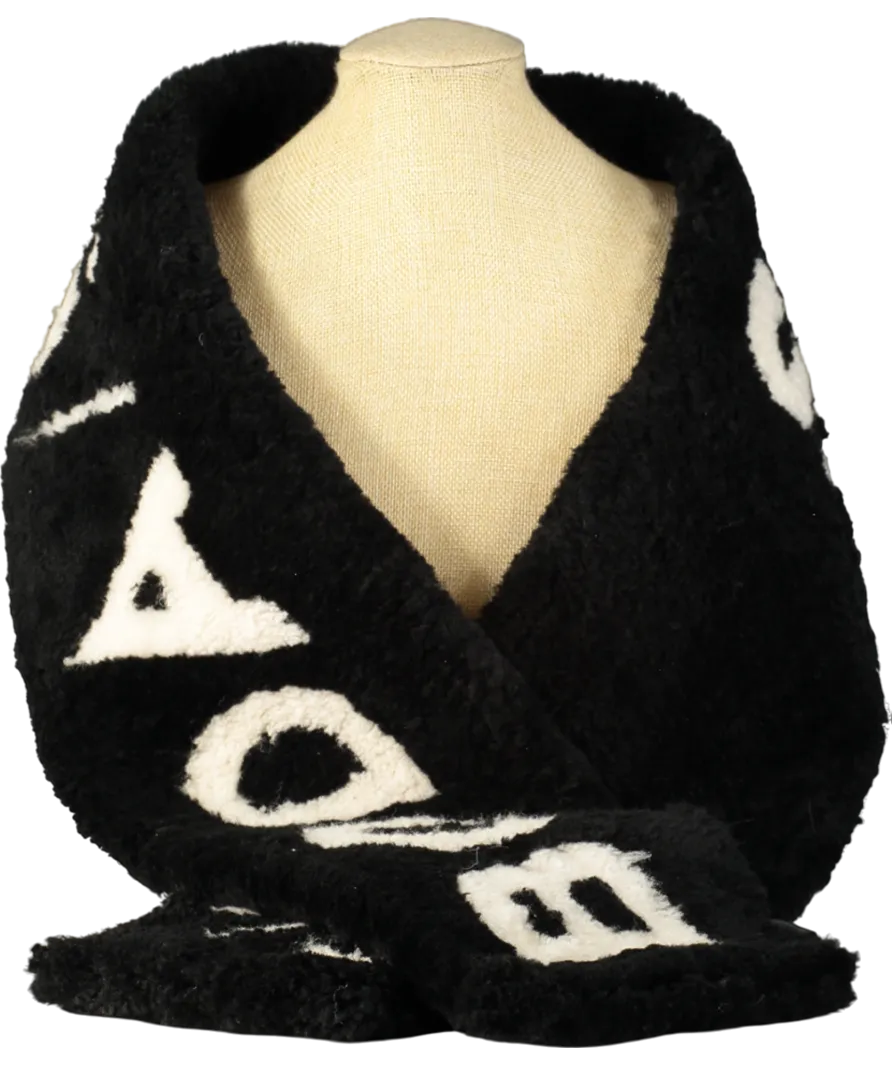 Boda Skins Black Shearling Lambskin Printed Wrap Scarf