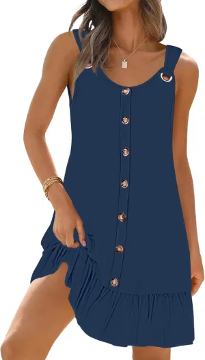 ETCYY NEW Summer Dresses for Women Tiered Swing Beach Cover Up Dress A Line Short Sundresses Knee Length