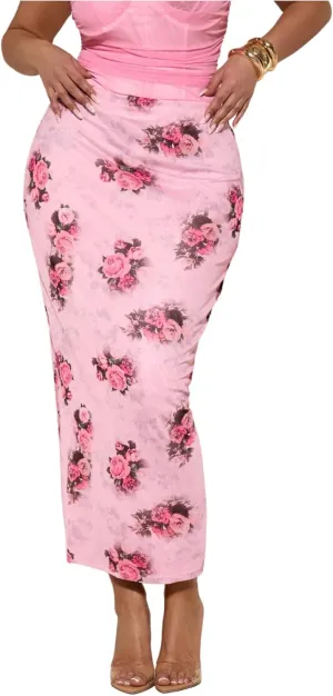 Floerns Women's Plus Size Boho Floral Print Pencil Skirt High Waisted Beach Bodycon Long Skirts