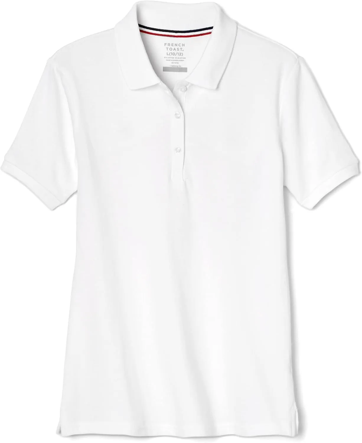 French Toast Women's Short Sleeve Stretch Pique Polo Shirt (Standard & Plus), White, Medium