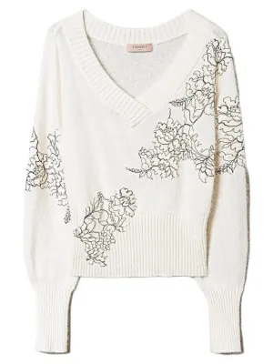 Maglia in misto angora con pizzo
