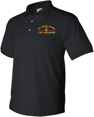 MilitaryBest 1st Cavalry Division Vietnam Veteran with Ribbons Embroidered Polo