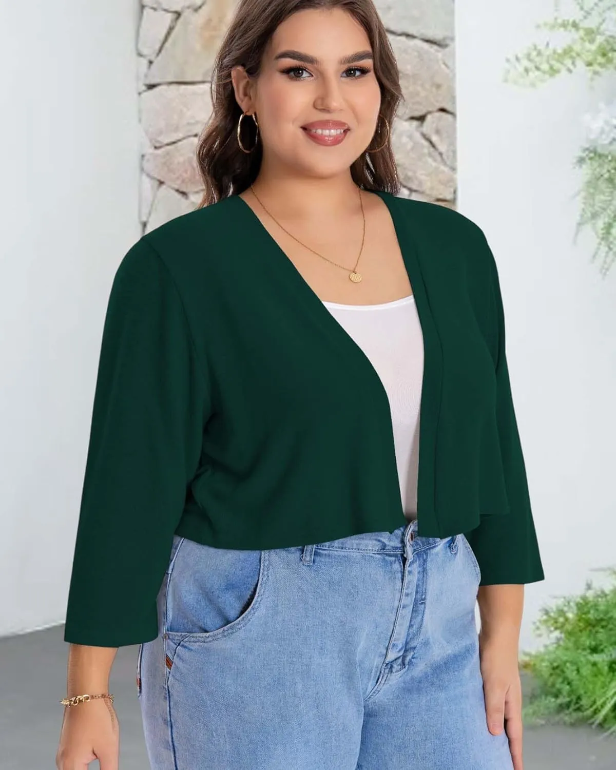 Plus Size Shrugs for Women Cropped Cardigan Knit Sweaters Open Front Bolero