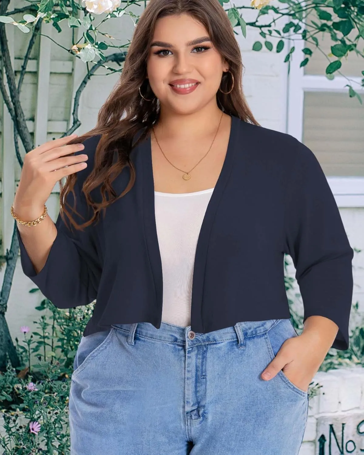 Plus Size Shrugs for Women Cropped Cardigan Knit Sweaters Open Front Bolero