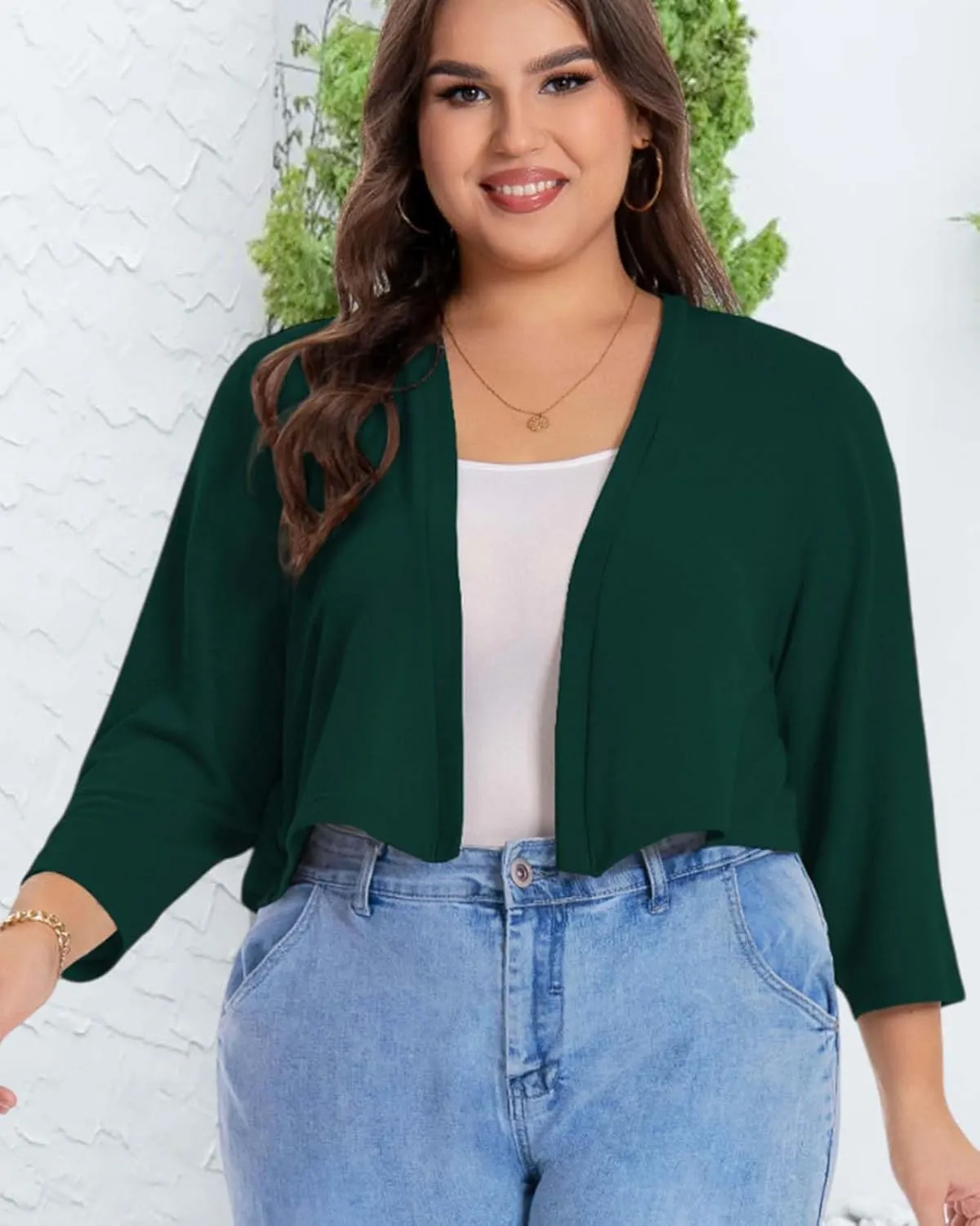 Plus Size Shrugs for Women Cropped Cardigan Knit Sweaters Open Front Bolero