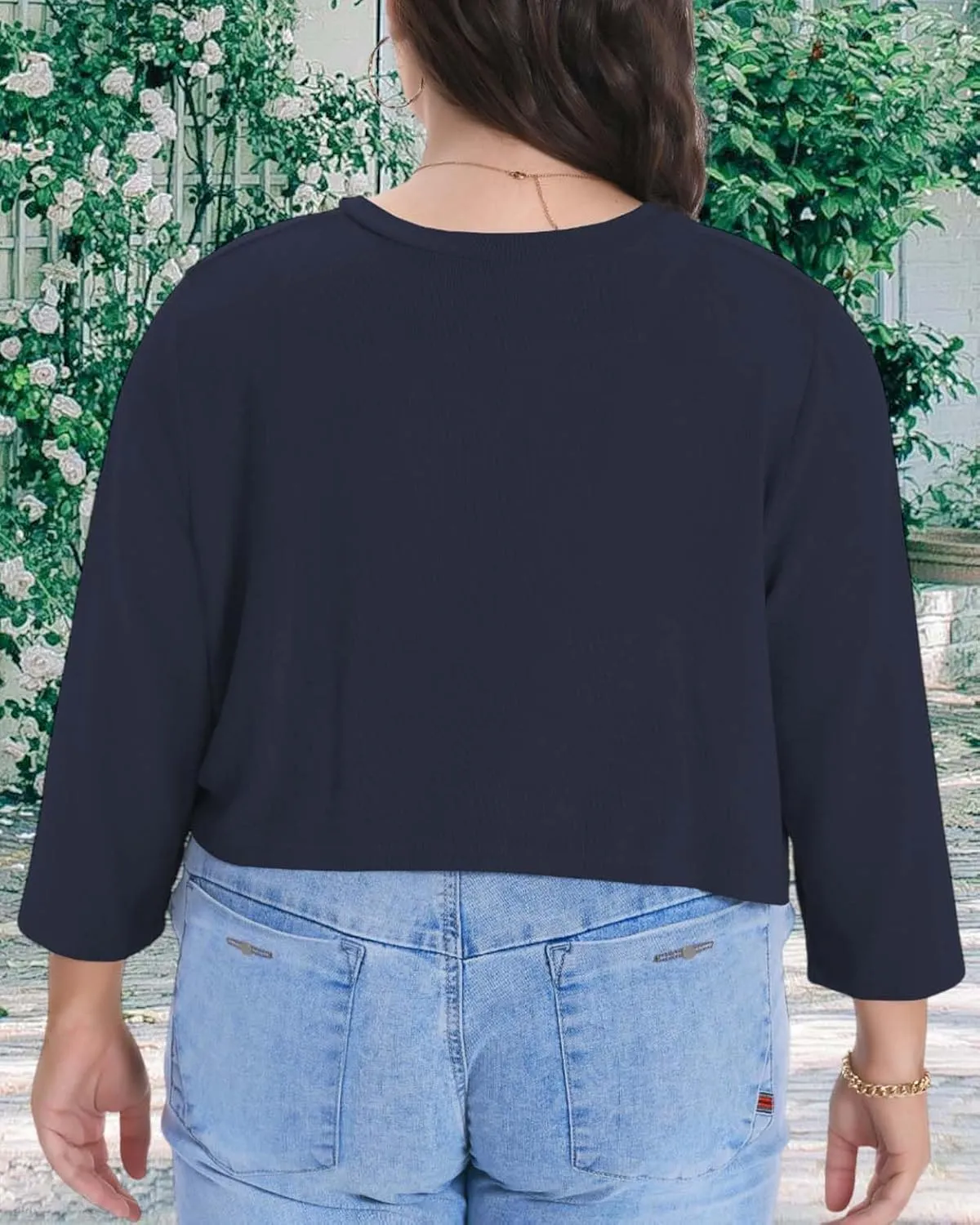 Plus Size Shrugs for Women Cropped Cardigan Knit Sweaters Open Front Bolero
