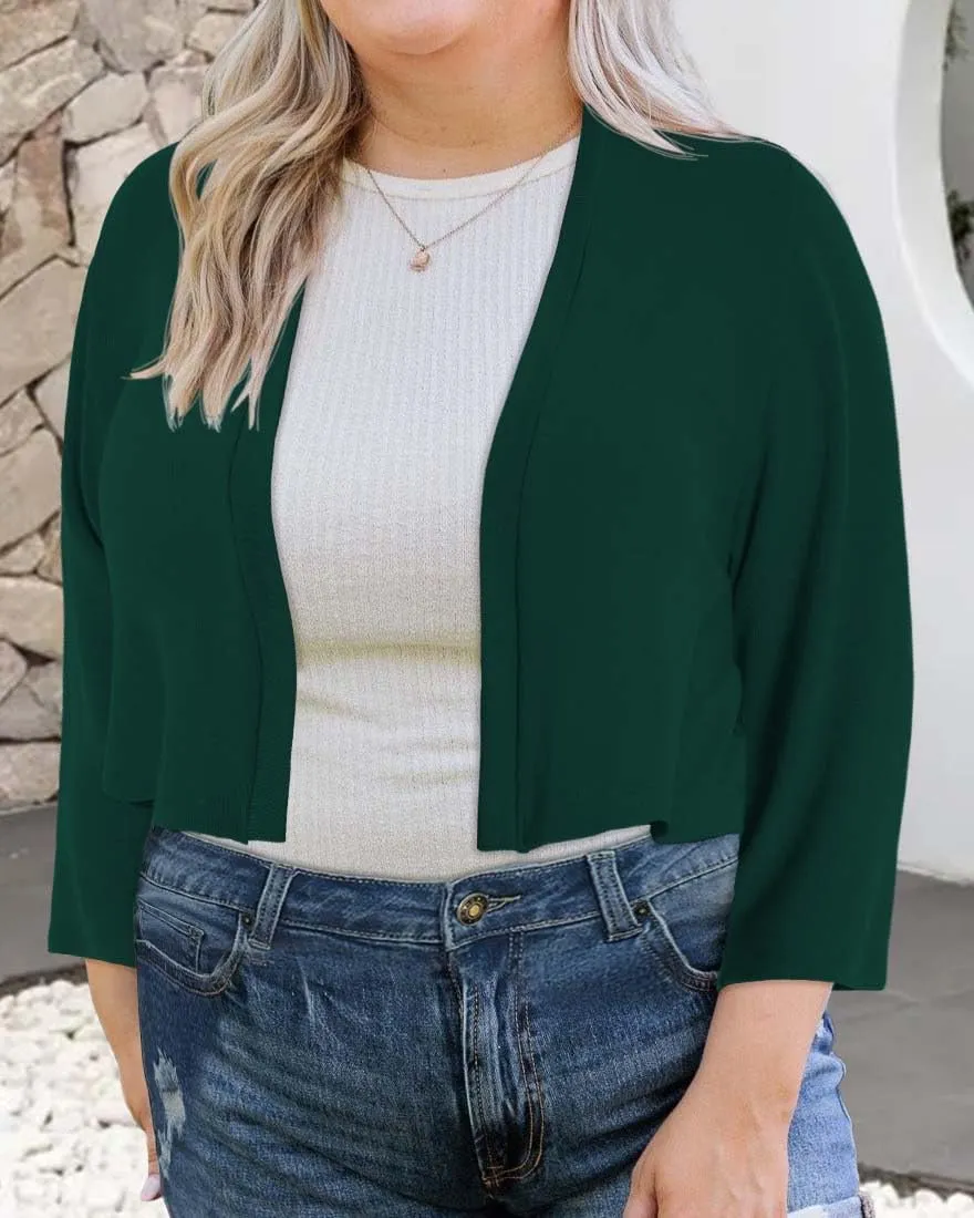 Plus Size Shrugs for Women Cropped Cardigan Knit Sweaters Open Front Bolero