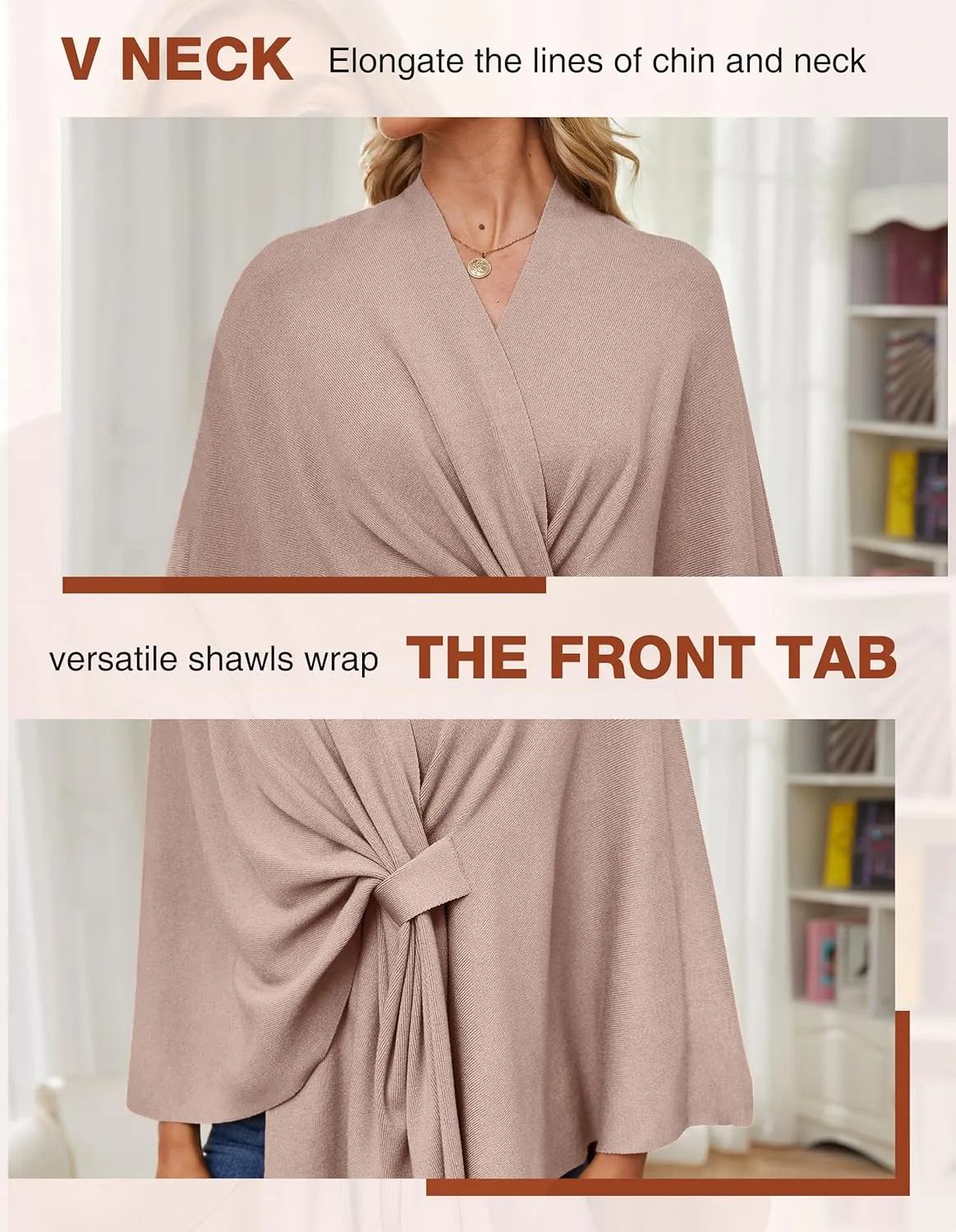 PULI Women's Elegant Shawl Wraps Soft Open Front Poncho Sweater for Spring Fall Winter