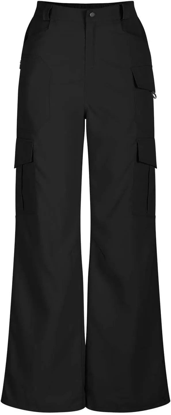 Womens High Waisted Wide Leg Lightweight Hiking Cargo Pants Casual Baggy Work Outdoor Trousers with Pockets